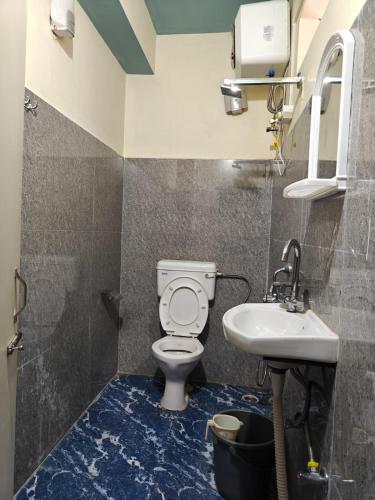 a bathroom with a toilet and a sink at Great Eastern Valley Residency in Gangtok