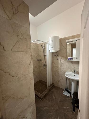 a bathroom with a shower and a sink at Apartman Milanović in Pribojska Banja