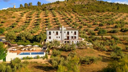 an aerial view of a house on a hill at Casa Olea in Priego de Córdoba