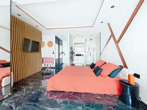 Studio luxe L'Aphrodite C49 avec terrasse vue mer au village naturiste Héliopolis