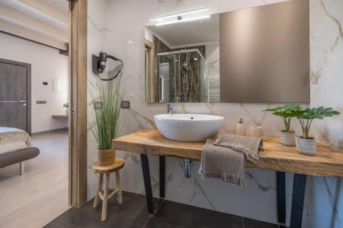 a bathroom with a sink and a mirror at Alfiri 890 in Santa Maria Pietrafitta