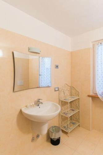 a bathroom with a sink and a mirror at appartamenti ceccherini debora luna in Malcesine