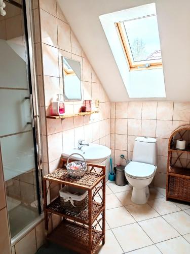 a bathroom with a sink and a toilet at Privat Mária in Liptovský Ján