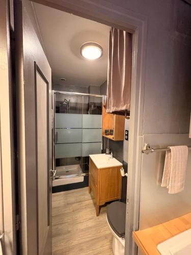a bathroom with a toilet and a sink at Cassis et ses trésors in Cassis
