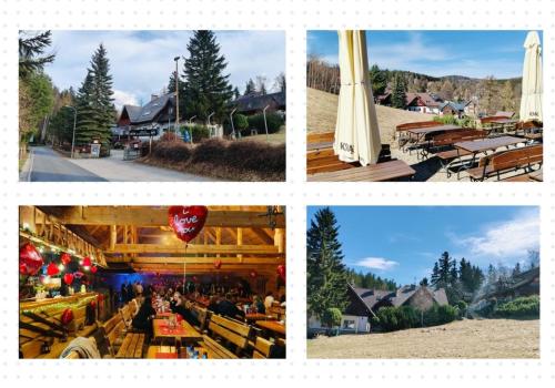 a collage of pictures of a resort with a group of buildings at Hotel Karkonosze in Karpacz