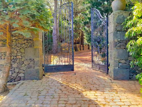 an entrance to a garden with a blue gate at Gala Da Vittoria in Capelas