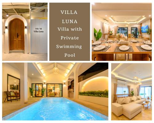 a collage of photos with a villa villa with private swimming pool at Villa Luna and Villa Solara in Koh Samui