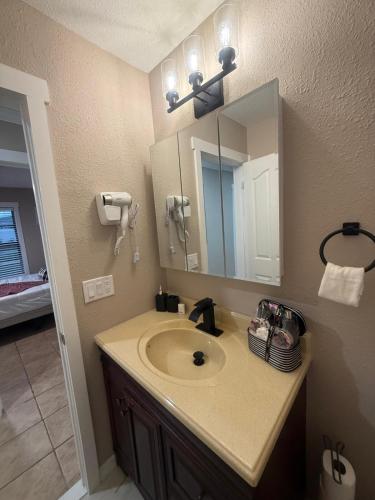 a bathroom with a sink and a mirror at Njade & Luxury Stay in Spring Hill