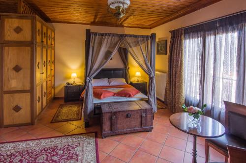 a bedroom with a bed with a canopy at Studio Merses in Mikrón Khoríon