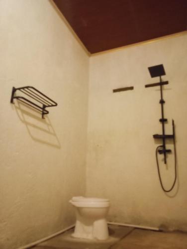 a bathroom with a toilet and a shower at Mbore Homestay in Nembrala