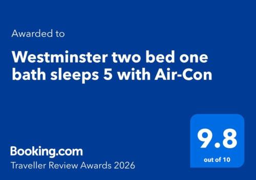 a screenshot of a cell phone with a blue screen at Westminster two bed one bath sleeps 5 with Air-Con in London