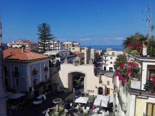 an aerial view of a city with buildings at B&B Rosy in Paola