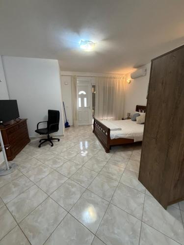 a bedroom with a bed and a desk and a chair at Appartament Luna in Šorići