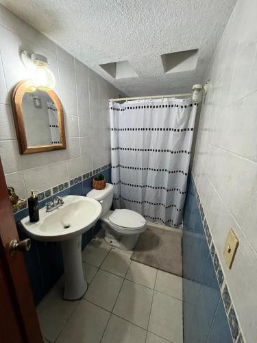 a bathroom with a sink and a toilet at Casa Bohemia in Ciudad Guzmán