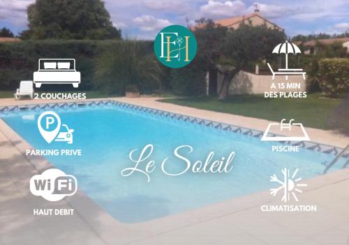 Le Soleil - Résidence avec piscine et parking - 15 min des plages