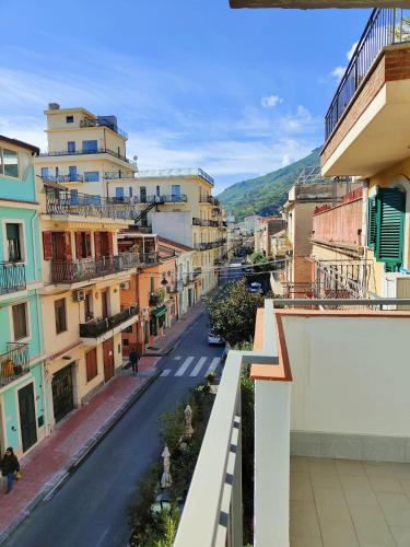 a view of a city street with buildings at M&C Home in Letojanni