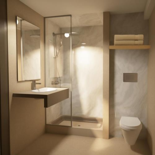 a bathroom with a shower and a sink and a toilet at Kyriad - L'Isle D'Abeau Bourgoin Jallieu in LʼIsle-dʼAbeau