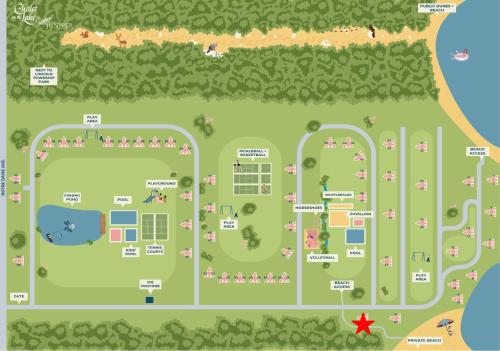 a site map of a park with people at Chalet #36 The Perfect View in Stevensville