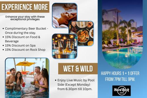a flyer for a resort with a picture of a pool at Hard Rock Hotel Goa Calangute in Calangute