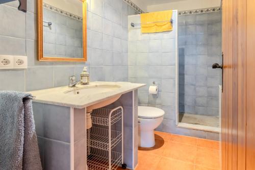 a bathroom with a sink and a toilet at Mas Vinyoles 1 in Montnegre