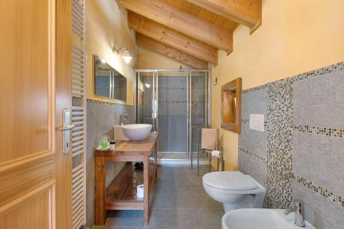 a bathroom with a toilet and a sink at Chalet de La Poya in Valtournenche