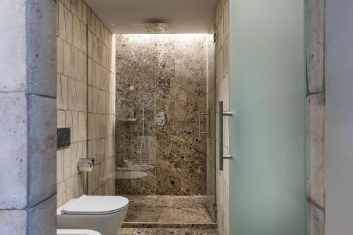 a bathroom with a toilet and a shower at Suite Limonaia in San Gimignano