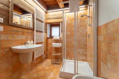 a bathroom with a sink and a shower at Civico 8 in Marmora