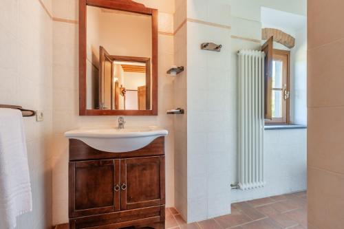 a bathroom with a sink and a mirror at Agriturismo Fadanelli - Le Rondini in Lamporecchio