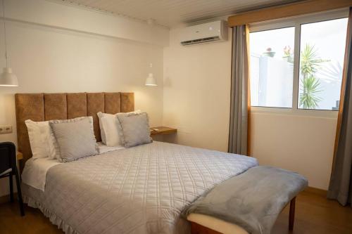 a bedroom with a large bed and a window at Casa do Troféu in Relva