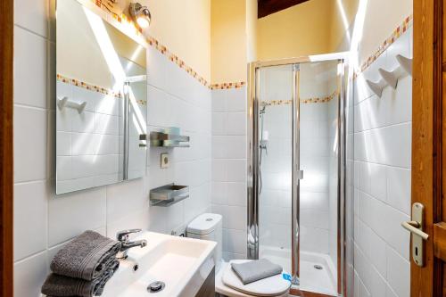 a bathroom with a sink and a shower at Apto Ideal En Osseja in Osséja