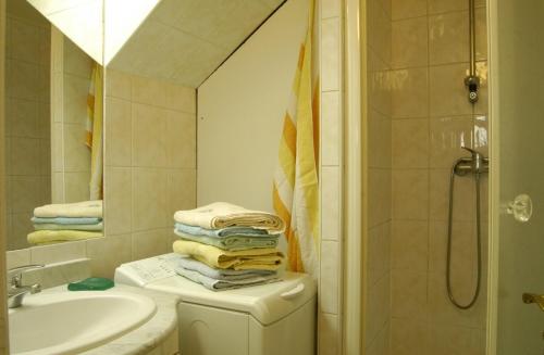 a bathroom with a toilet and a sink and a mirror at Haras de la fontaine Diva in Poligny