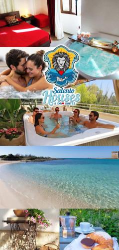 a collage of pictures of people in a swimming pool at Salento Houses & Idro Suites in Nardò