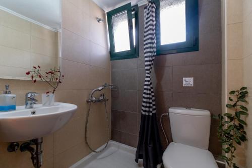 a bathroom with a sink and a toilet and a shower at Villa Votistis A2 in Lefkada