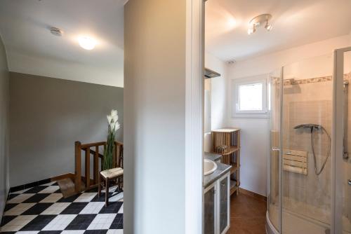 un bagno con doccia e lavandino di Chalet Les Tourelles ad Aix-les-Bains