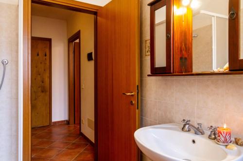 a bathroom with a sink and a mirror at Bilo Camelia in Marina di Grosseto