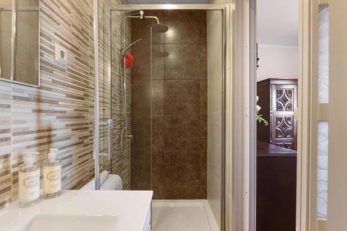a bathroom with a shower and a sink at Casa Da Jesus in Provesende
