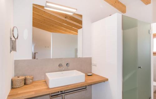 a bathroom with a white sink and a mirror at Son Sec Nou in El Palmer