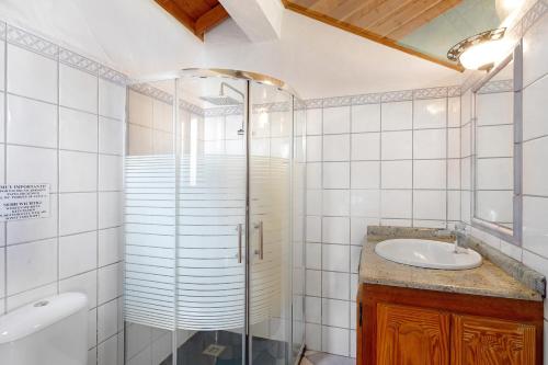 a bathroom with a shower and a sink at Villa Gorgonia in Tijarafe