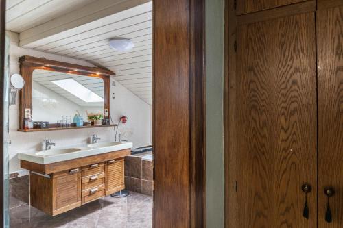 a bathroom with a sink and a mirror at Gletscherblick in Pusstratten