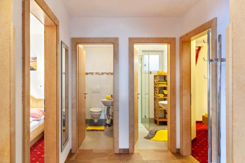 a bathroom with a toilet and a sink at Apart Joachim in Fügen
