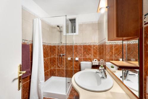 a bathroom with a sink and a shower at Apartamento Luna in Tacoronte