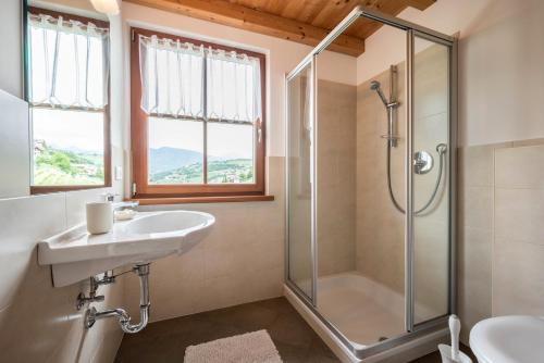 a bathroom with a shower and a sink at Kreuzhof rechts in Novacella