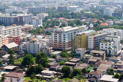 an aerial view of a city with buildings at K.V.Mansion in Bangkok