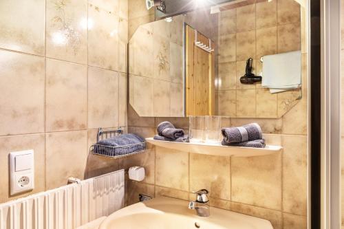 a bathroom with a sink and a mirror at Ferienwohnung Höllental in Grainau