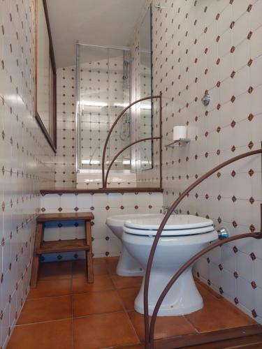 a bathroom with a white toilet and a sink at La Casa dei Vezzi in San Gimignano