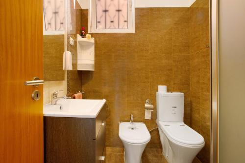 a small bathroom with a toilet and a sink at Casa Orquidea T3 in Ponta do Sol