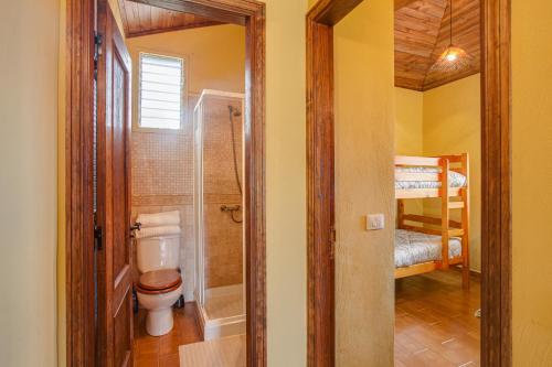 a bathroom with a toilet and a bunk bed at Tmg Casa La Chocita in Los Realejos