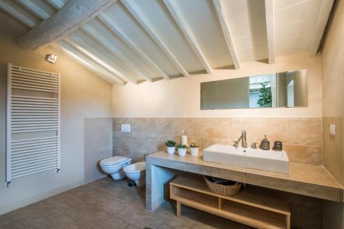 a bathroom with a sink and a toilet at Brotes Appartamento Ciliegio in Sovicille
