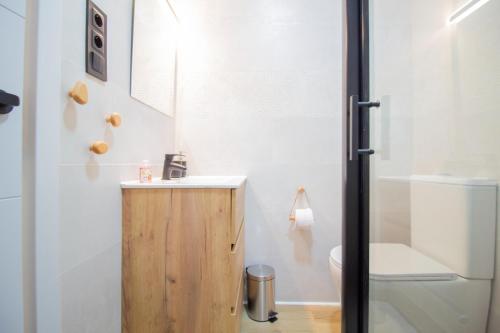 a bathroom with a sink and a toilet at La Casa del Alcalde in Ceguilla