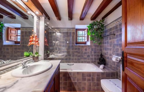 a bathroom with a tub and a sink at Can Andreuet in Sant Carles de Peralta